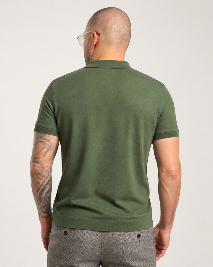 Žali Essential polo marškinėliai – vaizdas iš nugaros