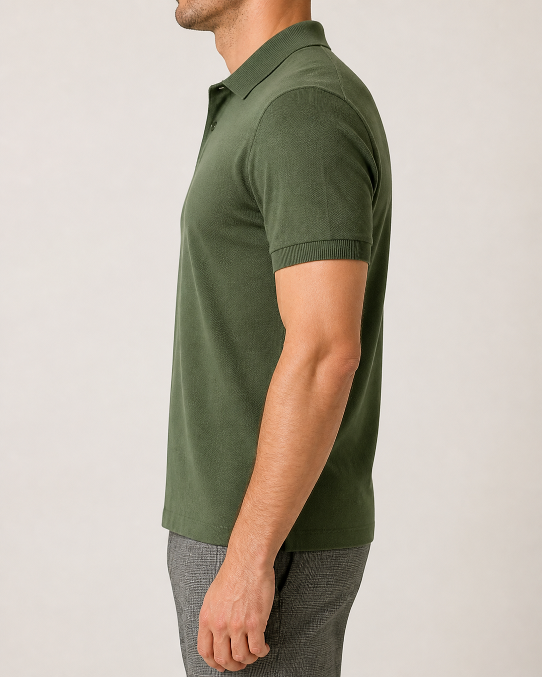 Žali Essential polo marškinėliai – vaizdas iš šono