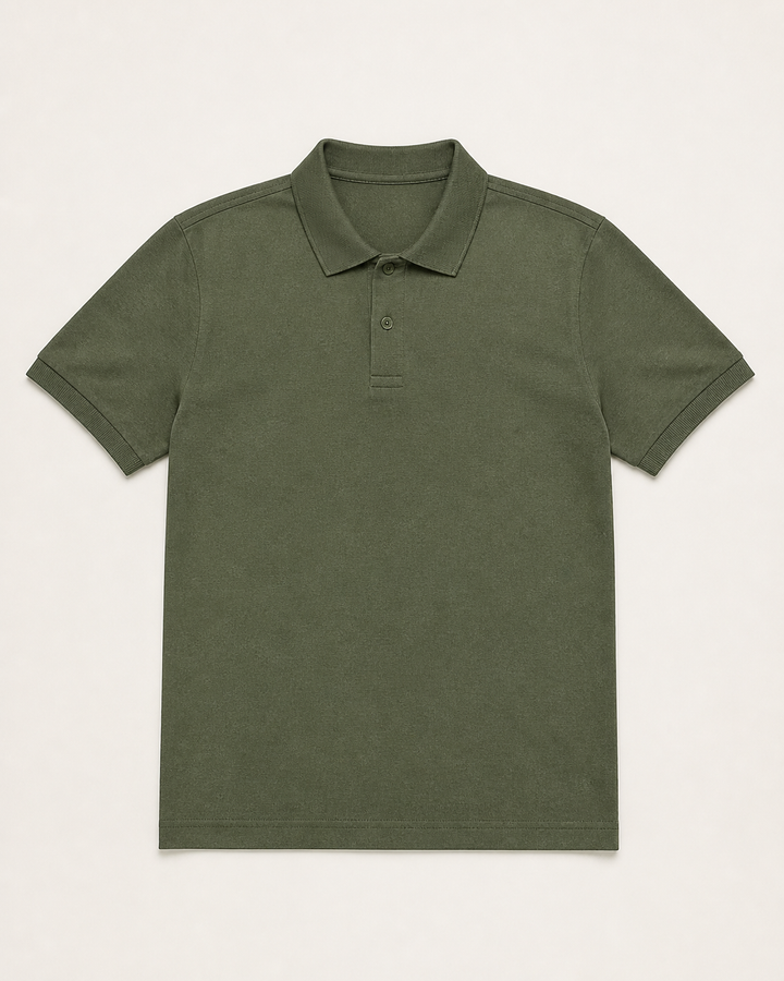 Žali Essential polo marškinėliai – produkto išdėstymas